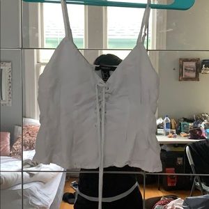 LACE UP WHITE CROP TOP